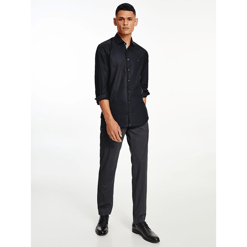 Camisas Tommy Hilfiger Hombre Core Poplin Classic Slim Shirt · Negro Gris