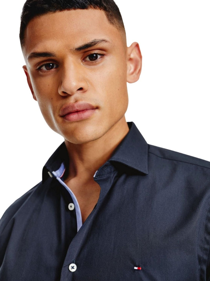Camisas Tommy Hilfiger Hombre Core Poplin Classic Slim Shirt · Azul marino Negro